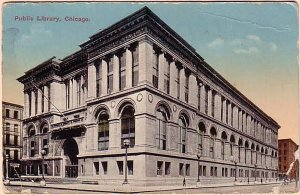 Chicago Public Library, Chicago, Illinois, Antique 1916 Gerson Bros. Postcard