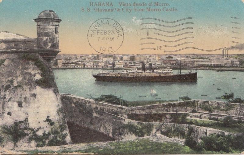 B78040  ship vista desde el morro  havana cuba scan front/back image