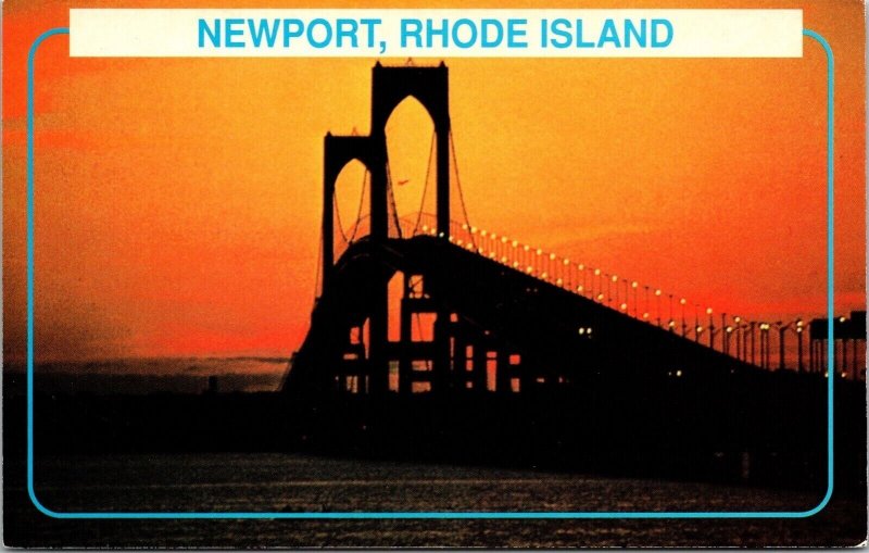 Newport Bridge Scenic Sunset Newport Rhode Island New England Chrome Postcard 