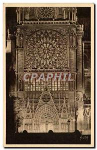 Paris Old Postcard Notre Dame illuminated Big rosette