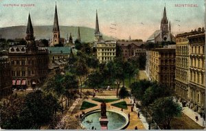 Victoria Square Montreal Canada Postcard c1907 1c Stamp Cancel Import Co PM Vtg 