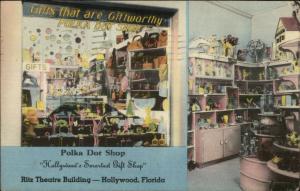 Hollywood FL Polka Dot Shop LINEN STOREFRONT ADVERTISING Postcard