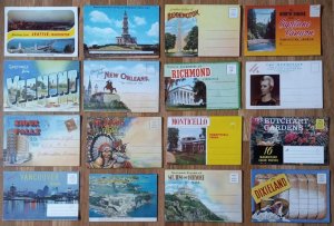 16 VINTAGE SOUVENIR POSTCARD BOOKS LOT SEATTLE BENNINGTON VT RICHMOND MORE 2240