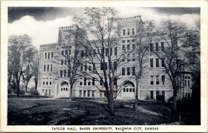 Scenic Taylor Baker University Baldwin City Kansas Black White Postcard Unused 