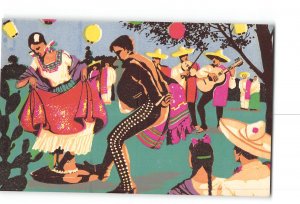 Mexico Art Vintage Postcard Jarabe Tapatio Dancing Party