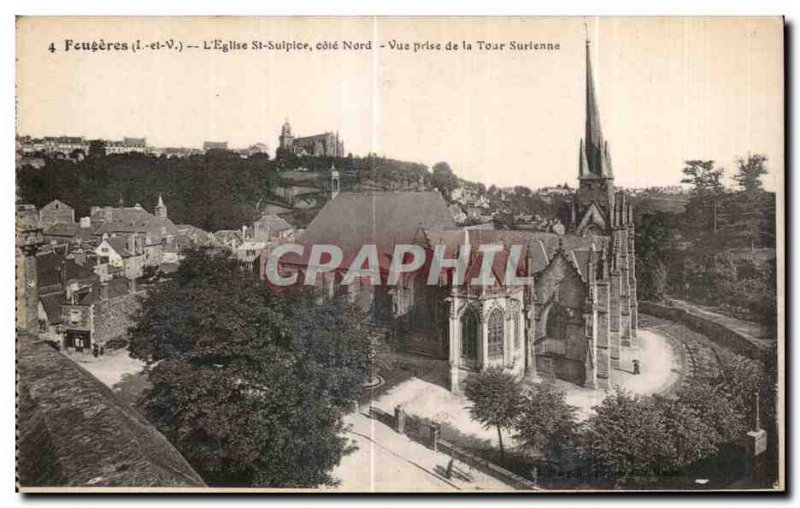 Old Postcard Fougeres The St Sulpice Church north coast View from the Tower S...