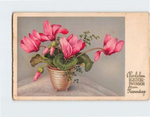 Postcard  Flower Vase Congratulations on Your Name Day