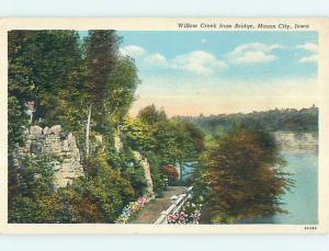 Unused W-Border WILLOW CREEK FROM BRIDGE Mason City Iowa IA p0215