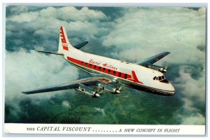 c1950's The Capital Viscount New Concept in Flight Airplane Vintage Postcard