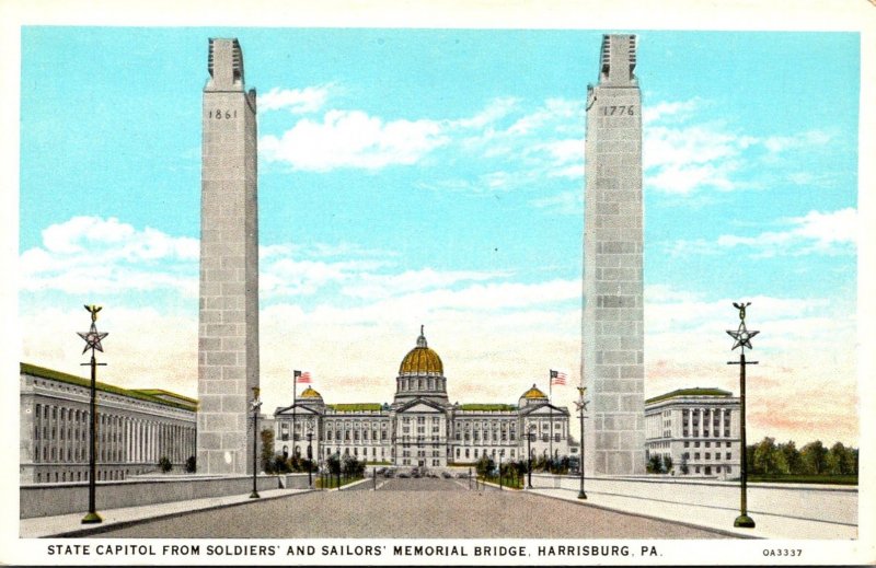 Pennsylvania Harrisburg State Capitol From Soldiers and Sailors Memorial Brid...