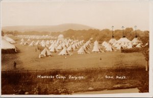 Hassocks Army Camp July 1911 Sussex England Sims Hurst Real Photo Postcard G46