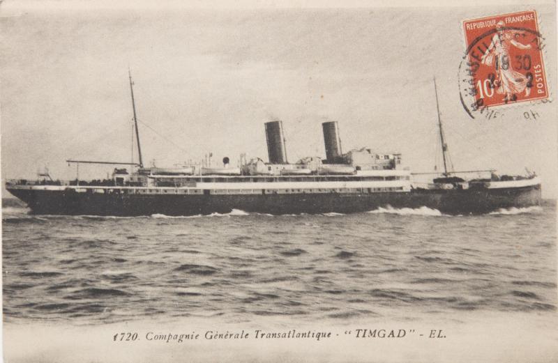 Timgad Compagnie Générale Transatlantique Ship Steamship c1914 Postcard D33 