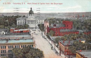 Columbia South Carolina Main Street Birds Eye View Capitol Postcard AA1250