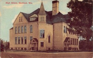 Hartford Wisconsin 1913 Postcard High School