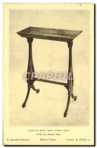 Old Postcard Louis XVI Wood Work Table with lyre shaped legs
