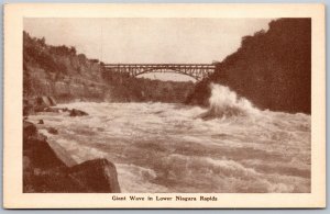 Vtg Ontario Canada Giant Wave In Lower Niagara Rapids River Bridge Postcard