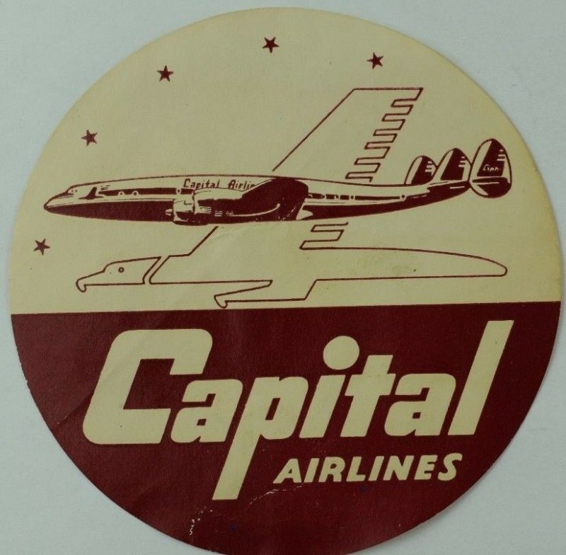 1940's-50's Capital Airlines Luggage Label Original E18