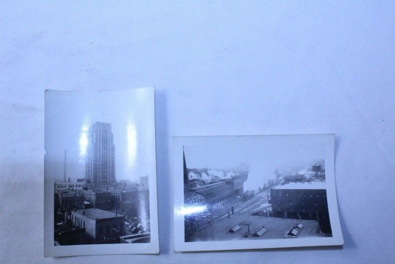 Lot of 2 Vintage Black & White Photos of Battle Creek, MI Security Tower