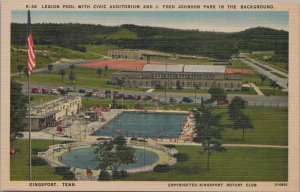 Postcard Legion Pool + Civic Auditorium J Fred Johnson Park Kingsport TN