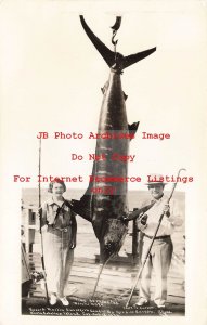 CA, Catalina Island, California, RPPC, 1934 Fishing Record Marlin Mrs C.W Carson