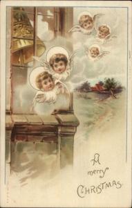 Christmas Angel Cherub FacesA&MB #150 c1910 Postcard