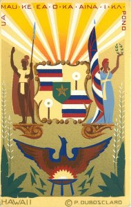 Dubosclard Original Serigraph Postcard Hawaii State Seal & Motto, M.A. Sheehan