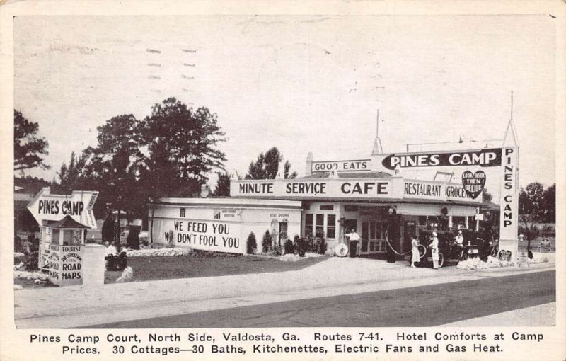 Valdosta Georgia Pines Camp Court, Gas Pump Shown, B/W Photo Print PC U5228