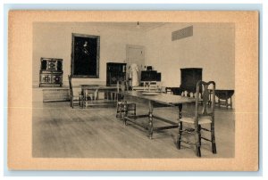 1935 Oak Furniture of 17th Century and Earl of Warwick Portrait Postcard