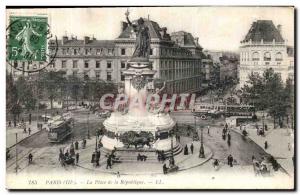 Old Postcard Paris Place de la Republique