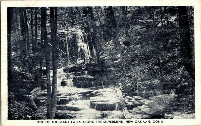 Silvermine New Canaan Conn. Falls Postcard Vintage Cancel Ridgefield Vintage 1c 