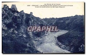 Old Postcard The Banks of the Creuse Crozant Ruins and rocks at the edge of t...