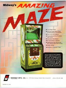 Amazing Maze Video Arcade Game FLYER Original Retro Vintage Promo Artwork 1975