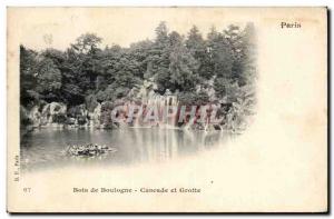 Paris Old Postcard Bois de Boulogne waterfall and cave