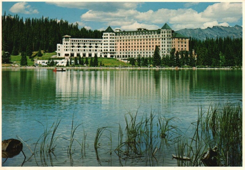 Vintage Postcard Chateau Lake Louise Originally Tiny Log Cabin Hotel Canada