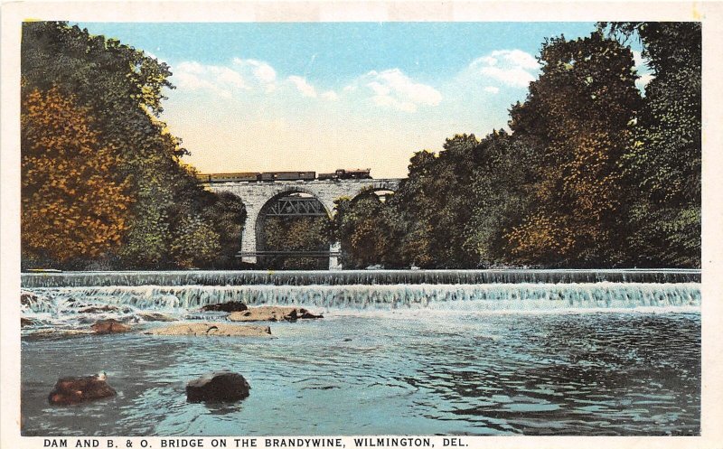 J57/ Wilmington Delaware Postcard c10 Dam B&O Railroad Bridge Brandywine 326