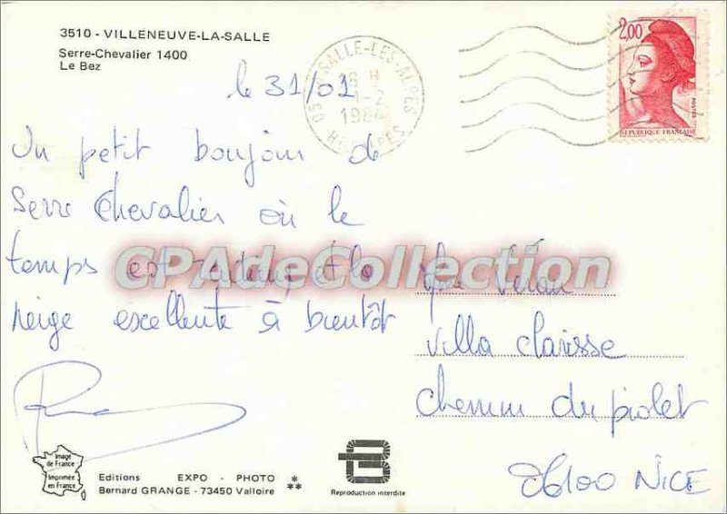 Modern Postcard Villeneuve la Salle Serre Chevalier 1400 Bez