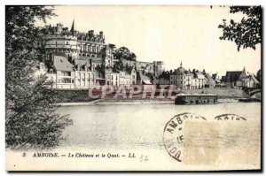 Old Postcard Amboise Chateau and Pier