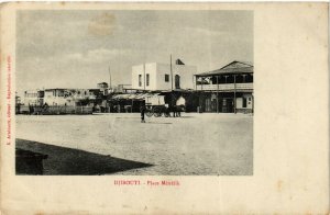 PC CPA DJIBOUTI / SOMALIA, PLACE MÉNÉLIK, Vintage Postcard (b13967)