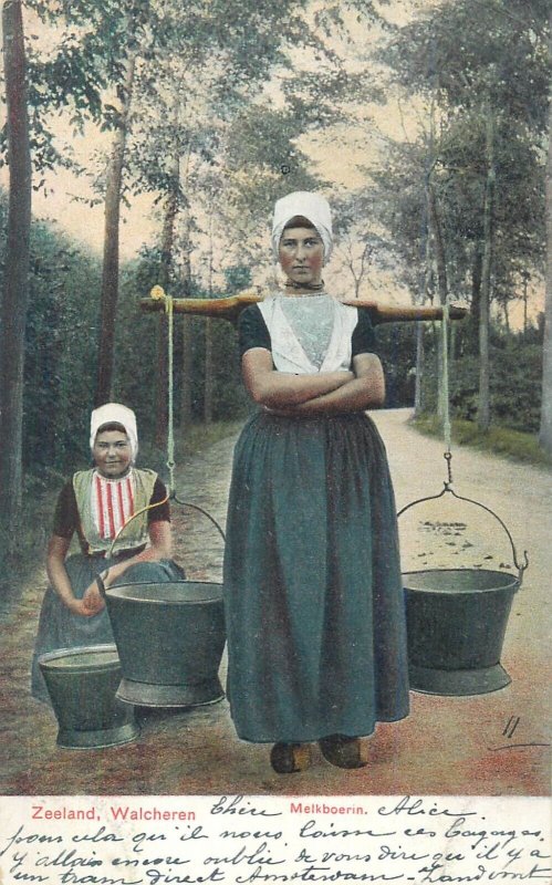 Dutch folk types costumes milkmaids fishermen Netherlands 1900`s postcards lot 