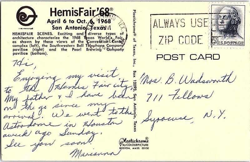 Postcard BUILDING SCENE San Antonio Texas TX AJ1702