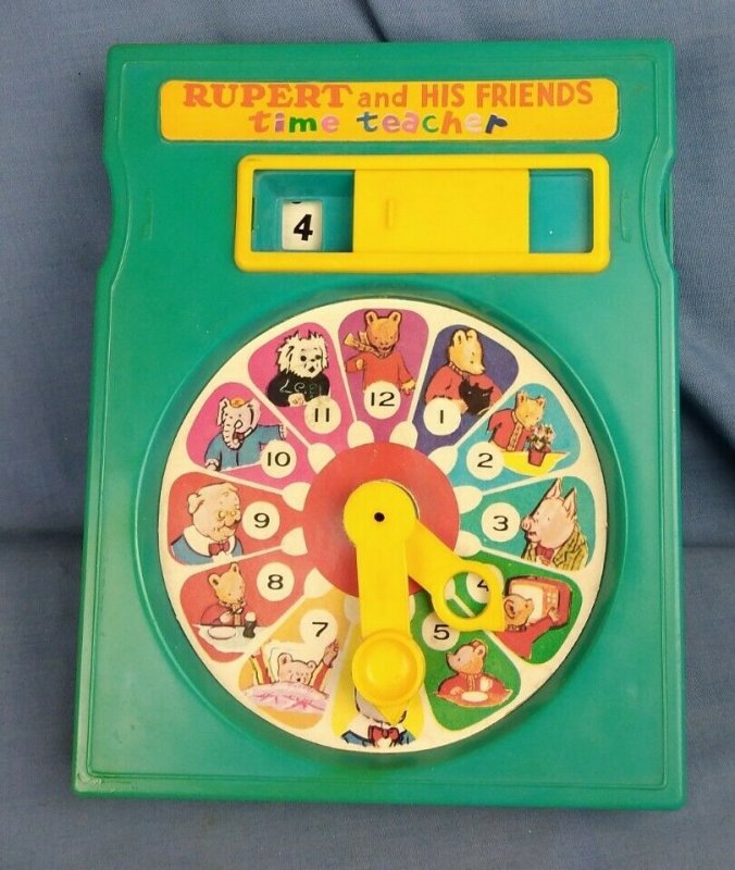 Vintage 1973 Rupert And Friends Time Teacher Clock Toy Made In Hong Kong (A2)