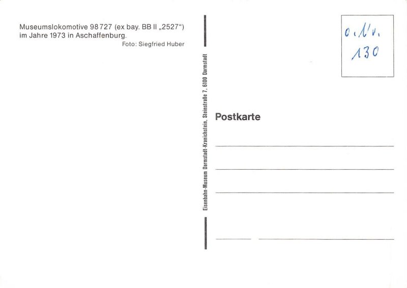 Transport Museum Locomotive in 1973 in Aschaffenburg vintage postcard
