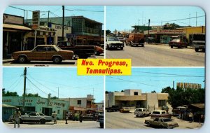 Nuevo Progreso Tamaulipas Mexico Postcard Shopping Restaurant Multiview c1950's