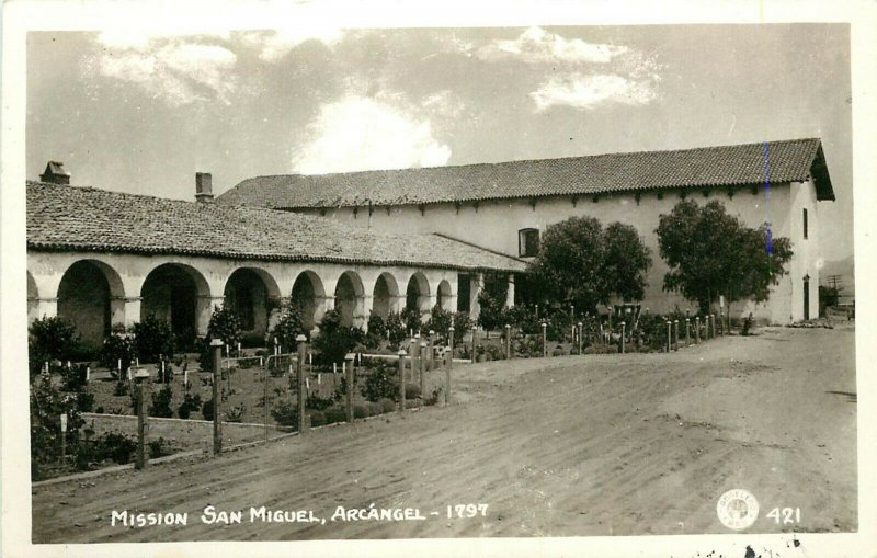 Angeleno RPPC 421; Mission San Miguel Arcangel,  San Luis Obispo Co CA Unposted