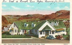 Vintage Postcard 1920's Green Hut Café Overlooking Grand Coulee Dam Washington