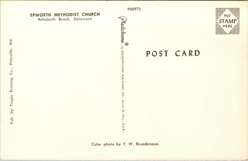 Vtg Epworth Methodist Church Rehoboth Beach Delaware DE Postcard