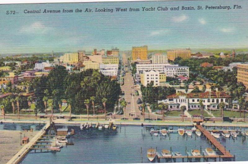 Florida St Petersburg Cetral Avenue From The Air Looking West From Yacht Club...