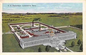 US Penintentiary Prison Leavenworth Kansas 1930s postcard