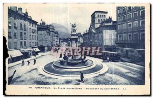 Old Postcard Grenoble Place Notre Dame tram Centennial Monument