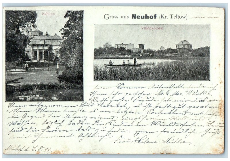1899 Schloss Greetings from Neuhof (Kr. Teltow) Fulda Hesse Germany Postcard